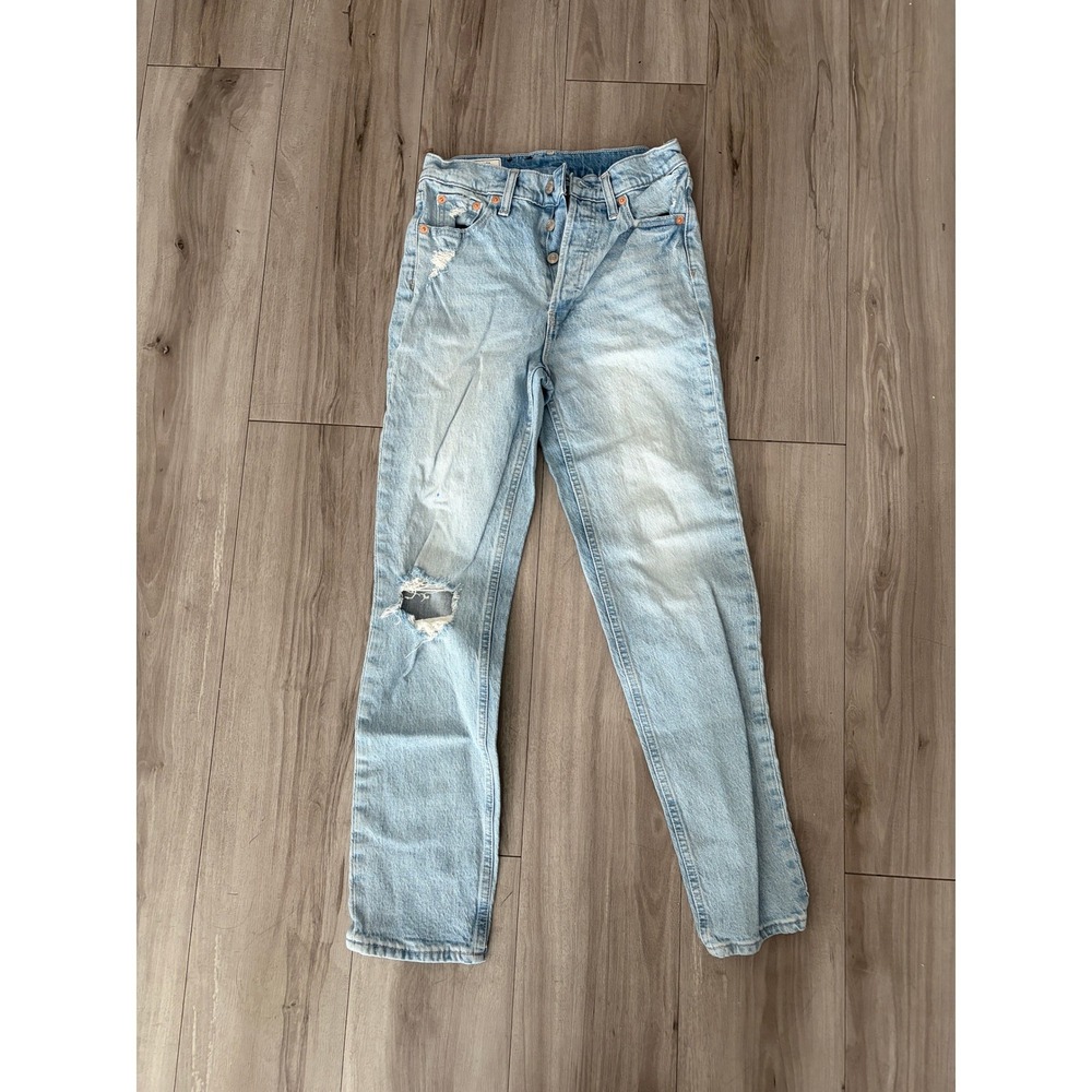 Gap Cheeky Straight High Rise Distressed Light Wash Jeans 25 Regular